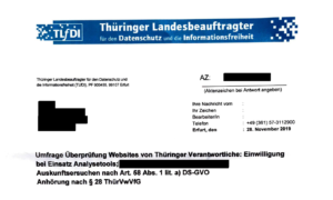 Umfrage Überprüfung Websites von Thüringer Verantwortliche: Einwilligung bei Einsatz Analysetools
